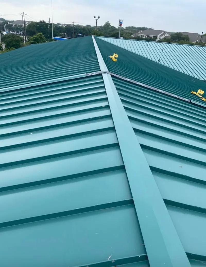 Green commercial metal roof ridge and valley for Metal Roof Repair in Freehold